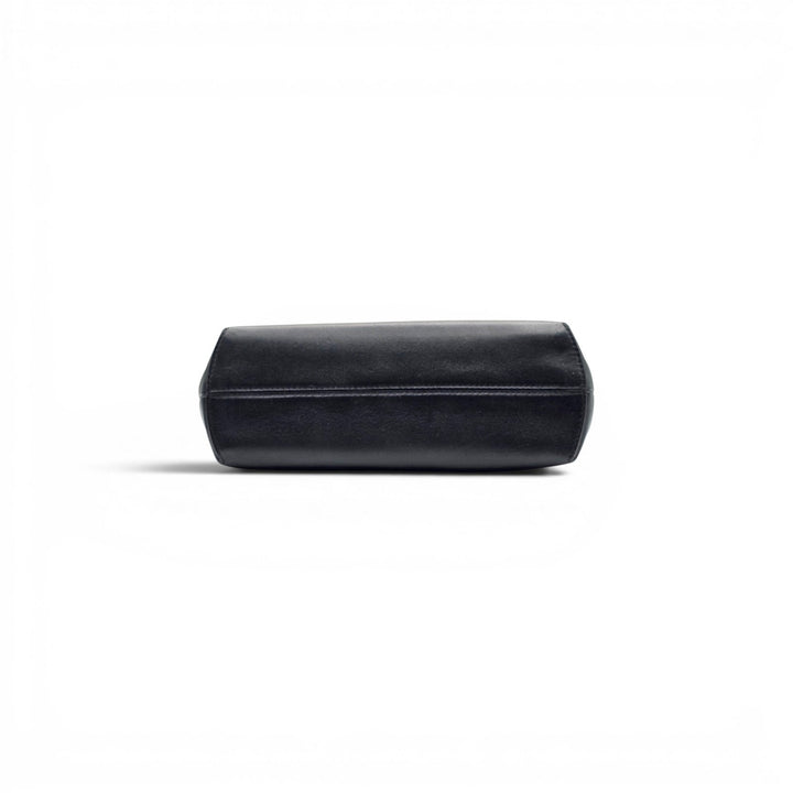 Fendi First Clutch Shoulder Bag Black Nappa Leather Gold Tone Frame