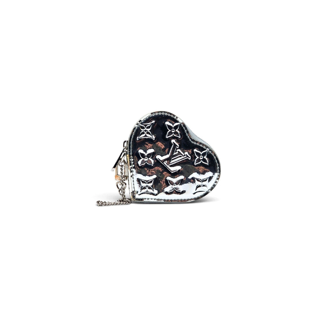 Louis Vuitton Miroir Porte Monnaie Coeur Heart Coin Purse Case Silver M93566
