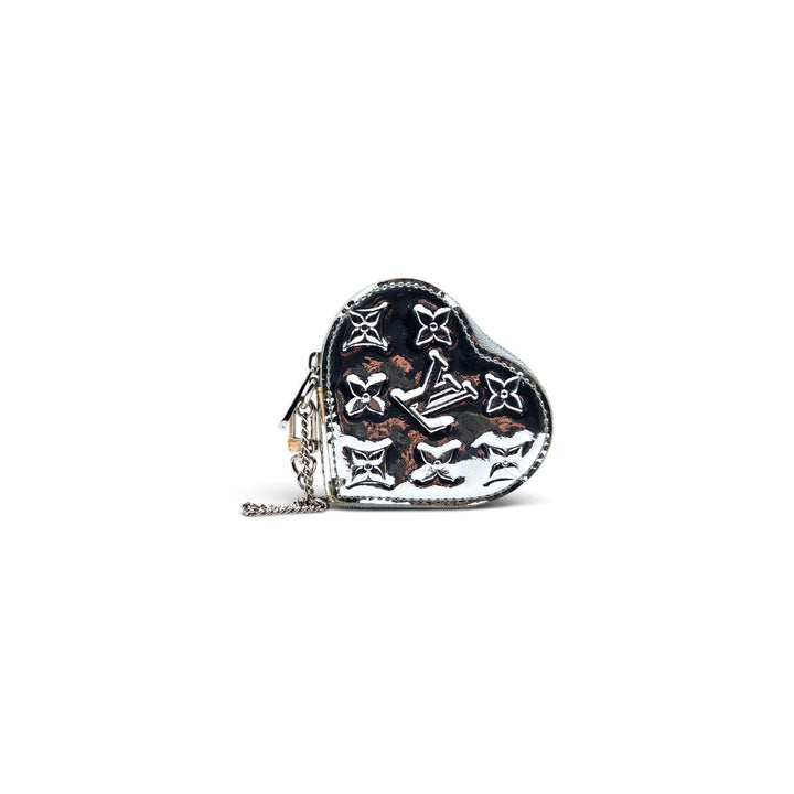 Louis Vuitton Miroir Porte Monnaie Coeur Heart Coin Purse Case Silver M93566