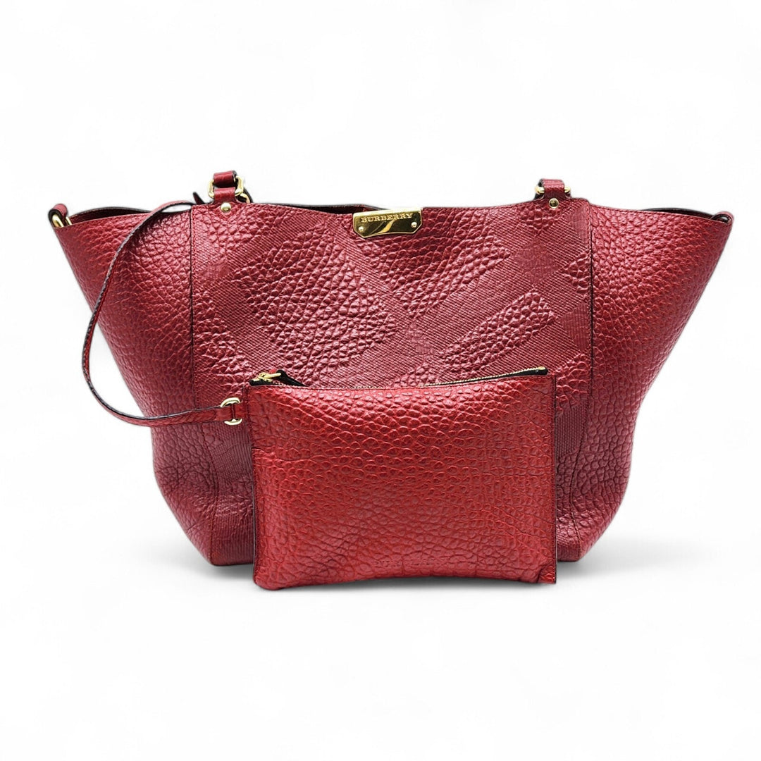 Burberry Canterbury Leather Shoulder Bag Tote in red