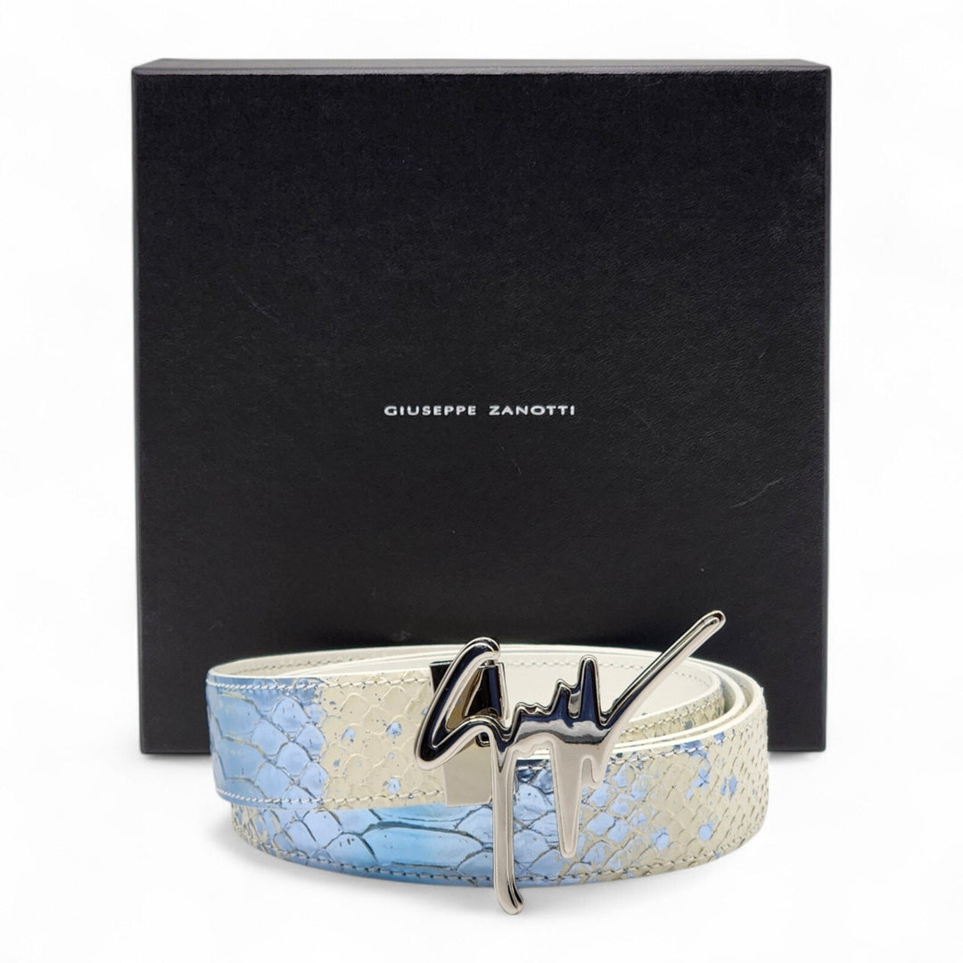 Giuseppe Zanotti Logo Crocodile Iridescent Leather Belt One Size
