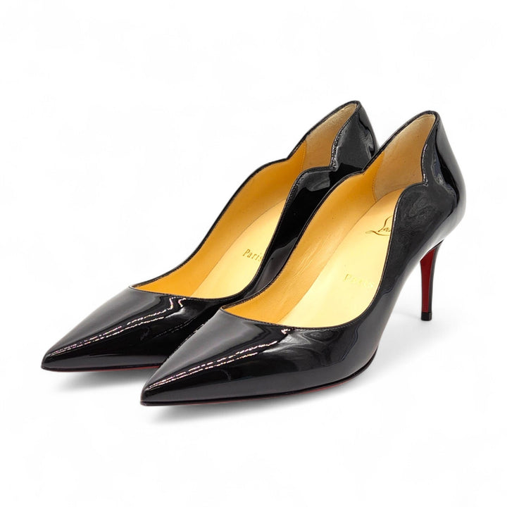 Christian Louboutin Hot Chick Patent Leather Kitten Heel Pumps Black