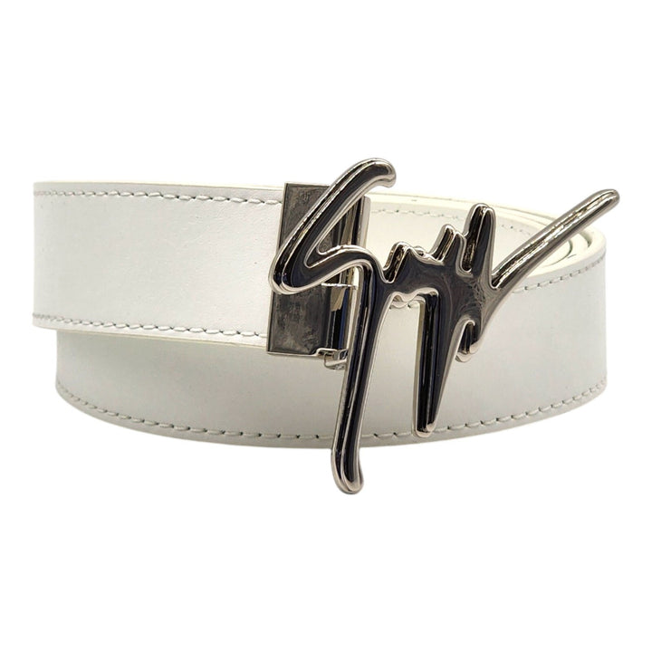 Giuseppe Zanotti Silver Logo Adjustable Leather Belt Unisex One Size