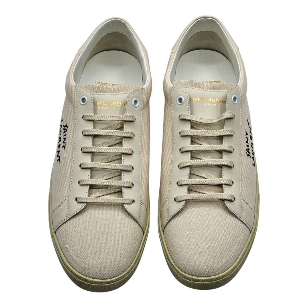 Saint Laurent Court Classic SL/06 Leather Sneakers Cream EU 45 US 12