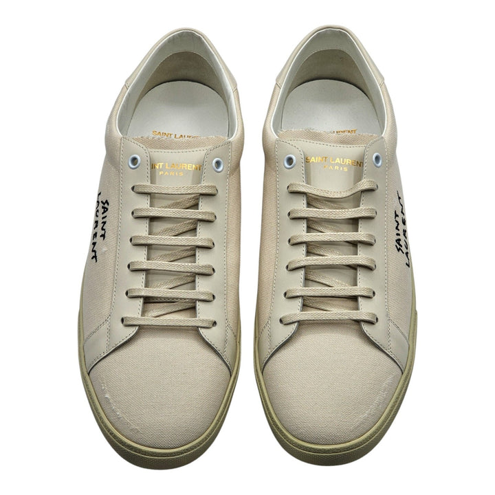 Saint Laurent Court Classic SL/06 Leather Sneakers Cream EU 45 US 12
