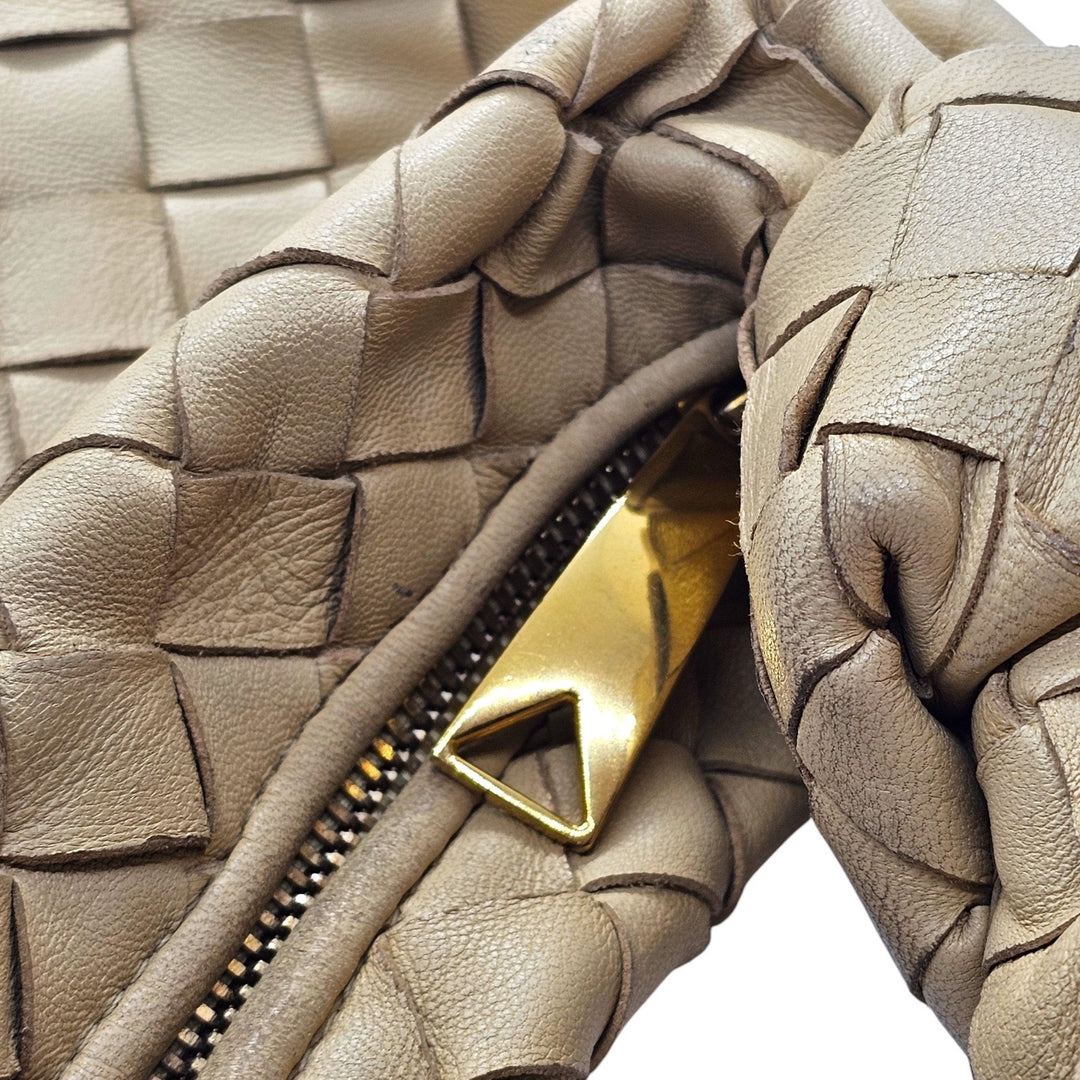 Bottega Veneta BV Jodie Mini Hobo Shoulder Bag Intrecciato Nappa Leather Beige