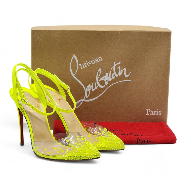 Christian Louboutin Spikaqueen Crystal Pumps 100MM - Leather - Yellow 36.5 6US