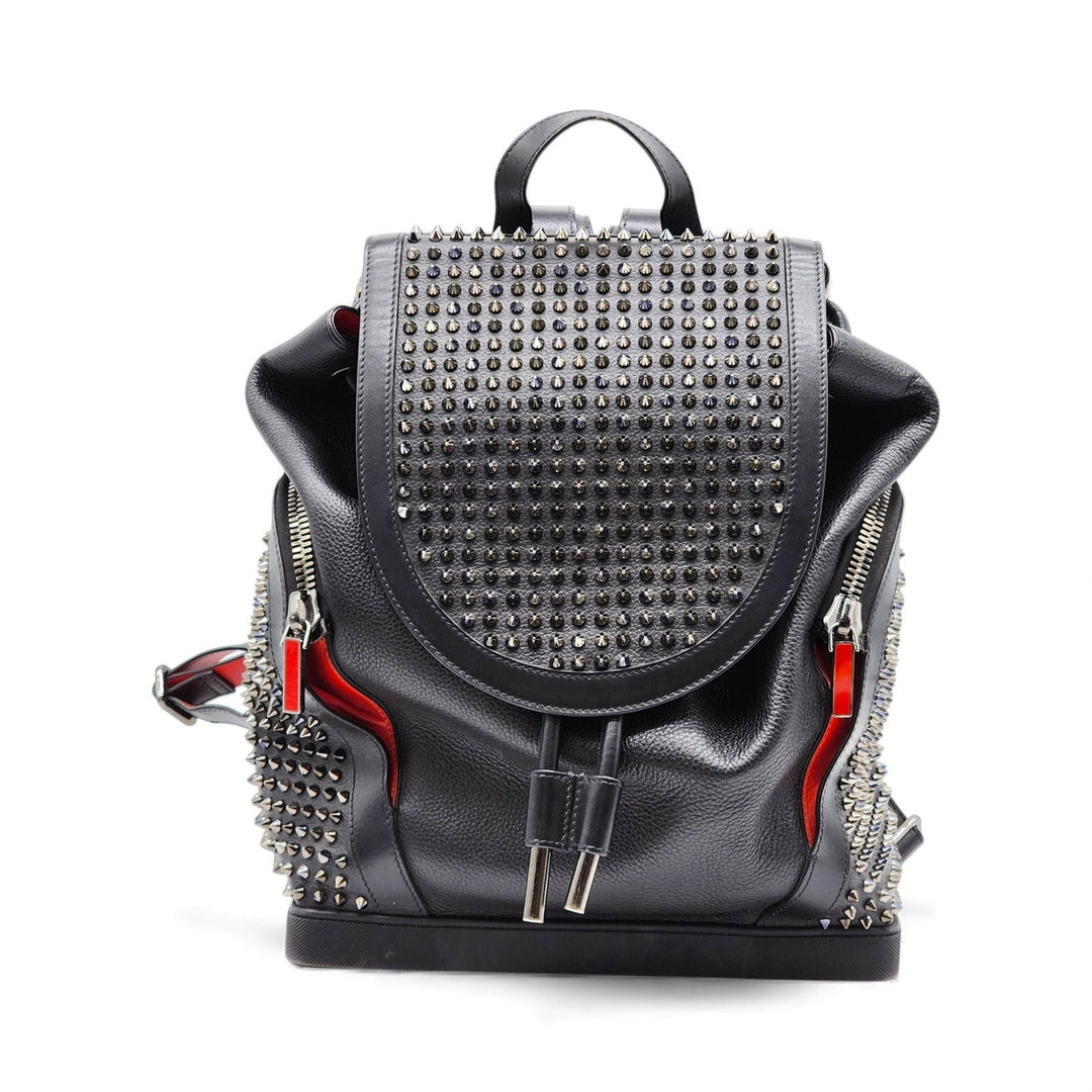 Christian Louboutin Spike Studs Explorafunk Black Leather Backpack - Preowned