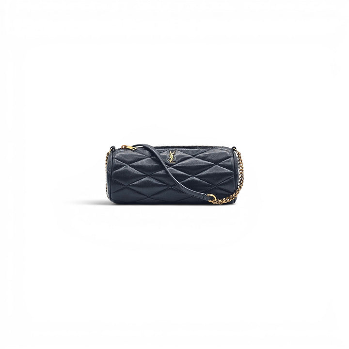 Saint Laurent Mini Sade Quilted Lambskin Leather Tube Bag YSL Monogram Black