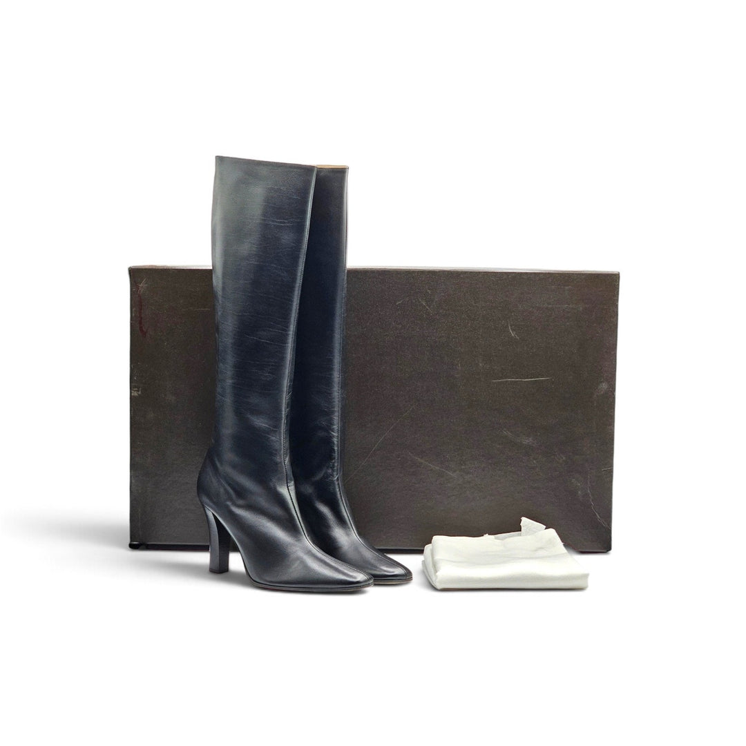The Row Mona Knee High Boots Black Leather EU 37 US 7 - NWB $3090