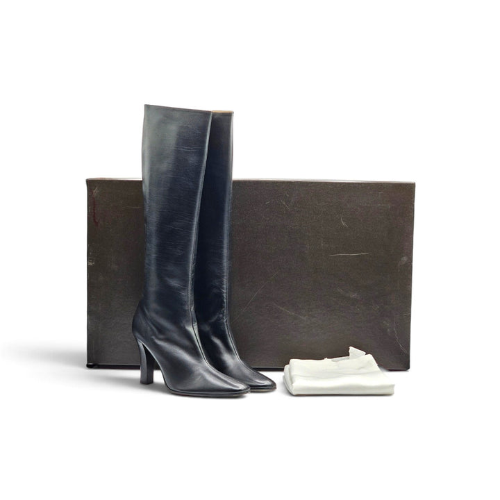 The Row Mona Knee High Boots Black Leather EU 37 US 7 - NWB $3090