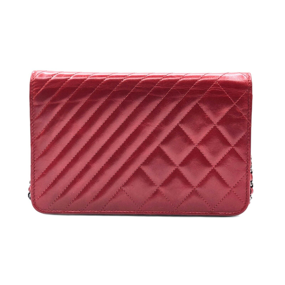 Chanel Coco Boy Wallet on Chain WOC Shoulder Bag - Glazed Calf Leather - Red