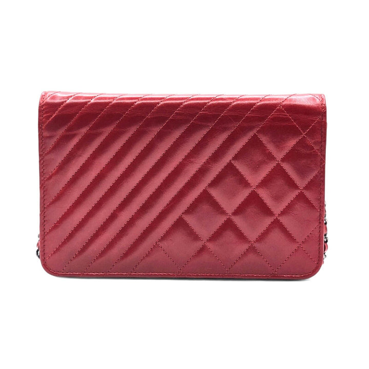Chanel Coco Boy Wallet on Chain WOC Shoulder Bag - Glazed Calf Leather - Red