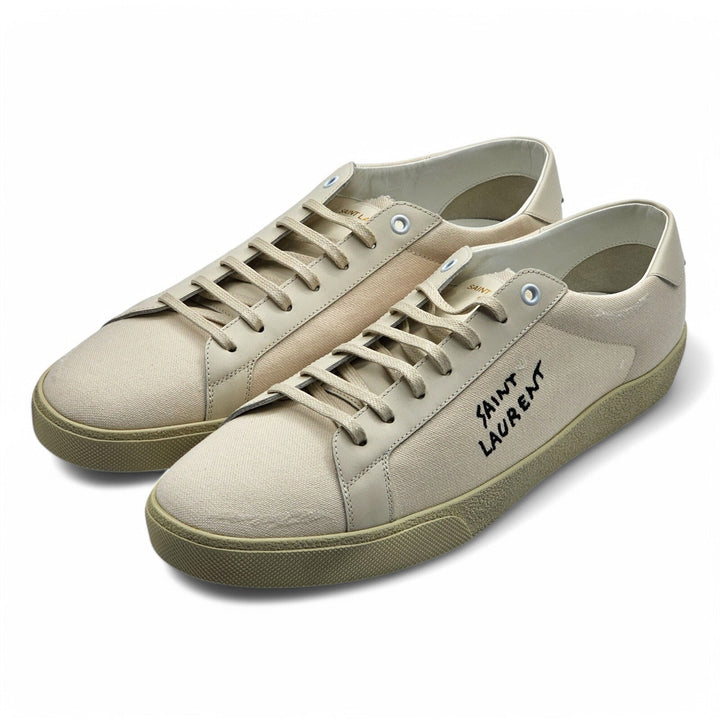 Saint Laurent Court Classic SL/06 Leather Sneakers Cream EU 45 US 12