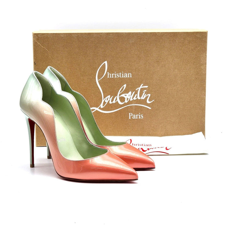 Christian Louboutin Hot Chick Leather Pumps Degrade Blush Green EU 38 US 8 - NWB