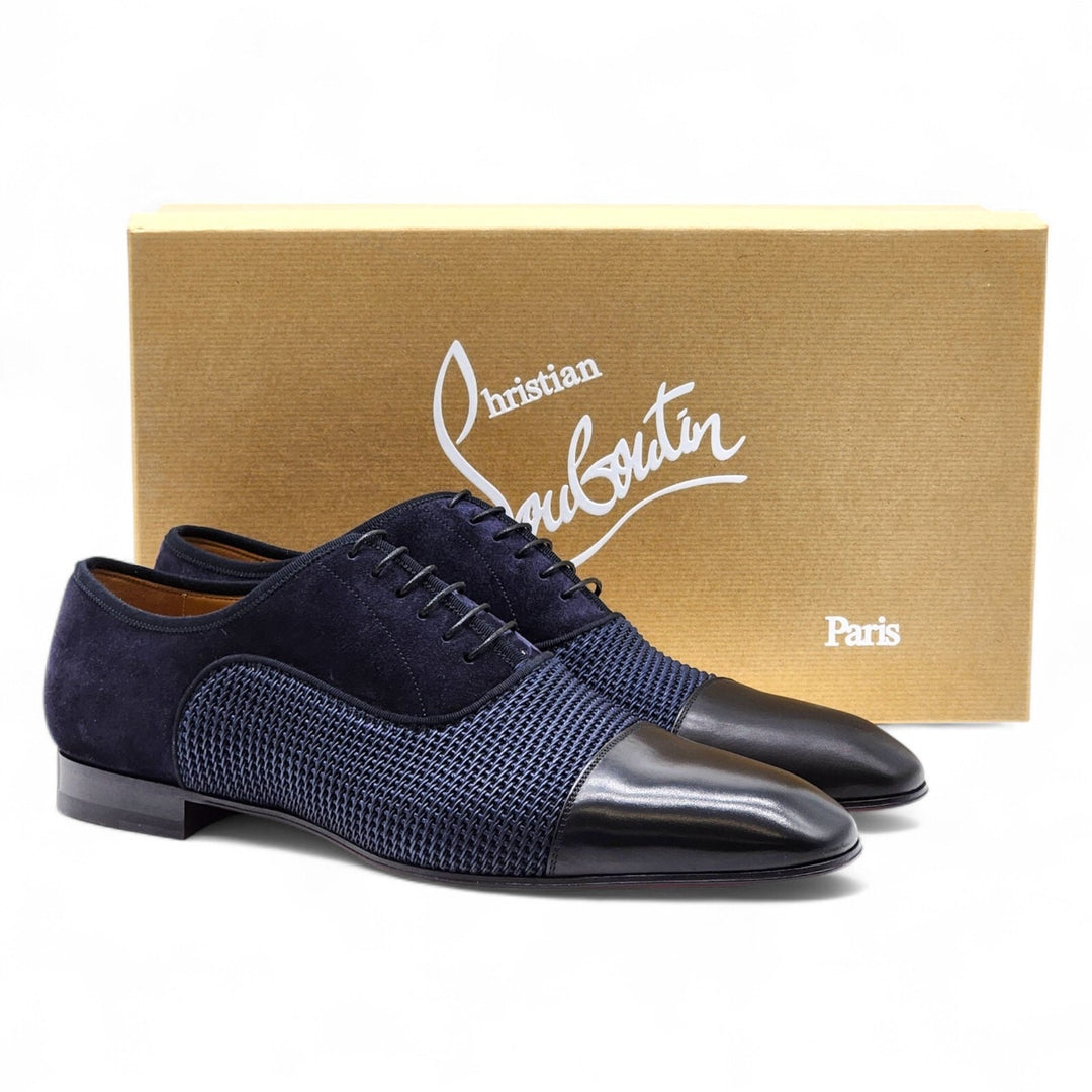 Christian Louboutin Greggo Leather and Suede Oxford Shoes Blue EU 44 US 11