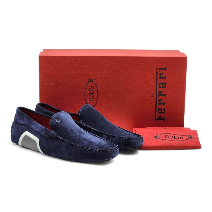 Tod’s for Ferrari Suede Gommino Driving Loafers Blue UK 7 US 8