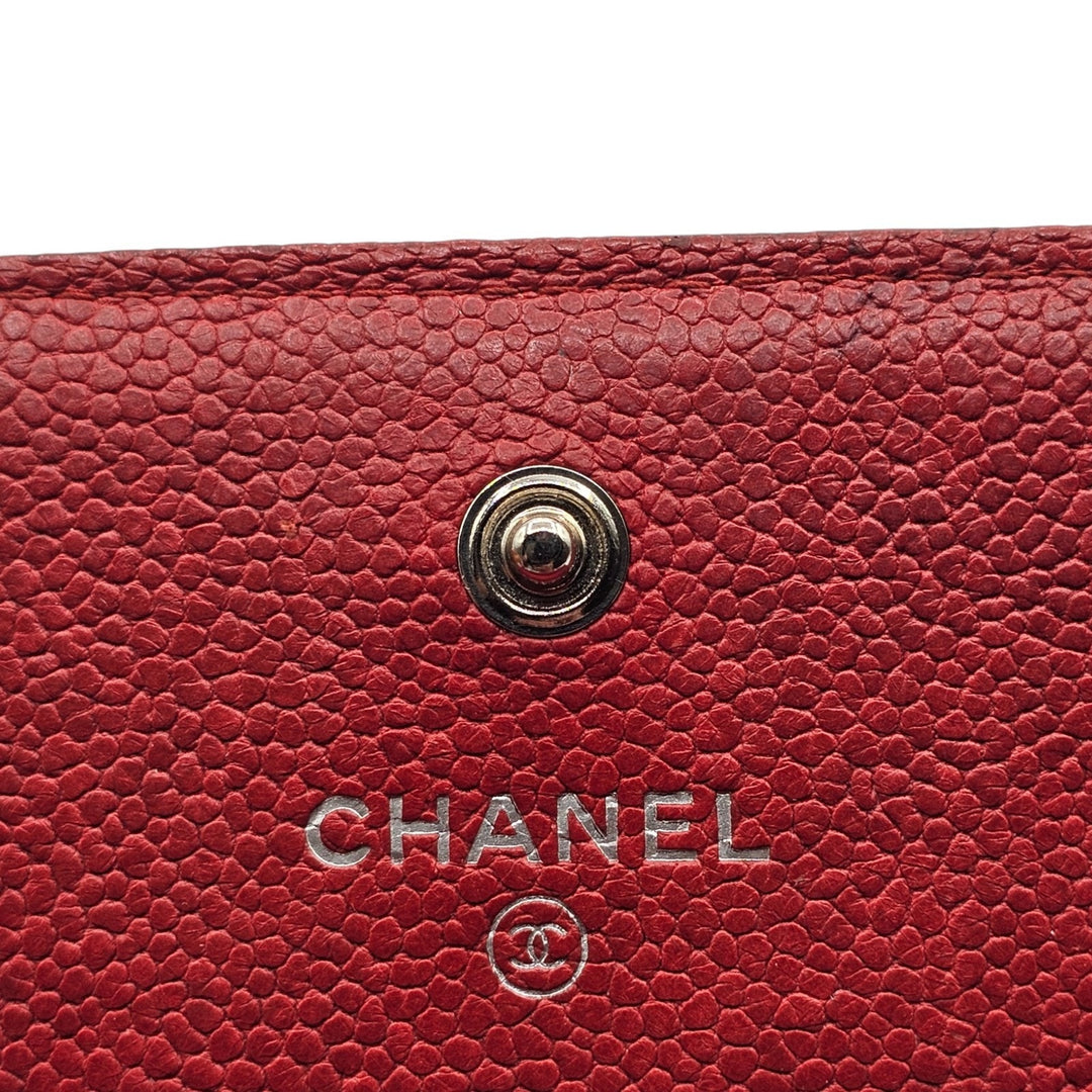 Chanel Boy Wallet Caviar Leather Red with Antique Silver HW 22 series with box