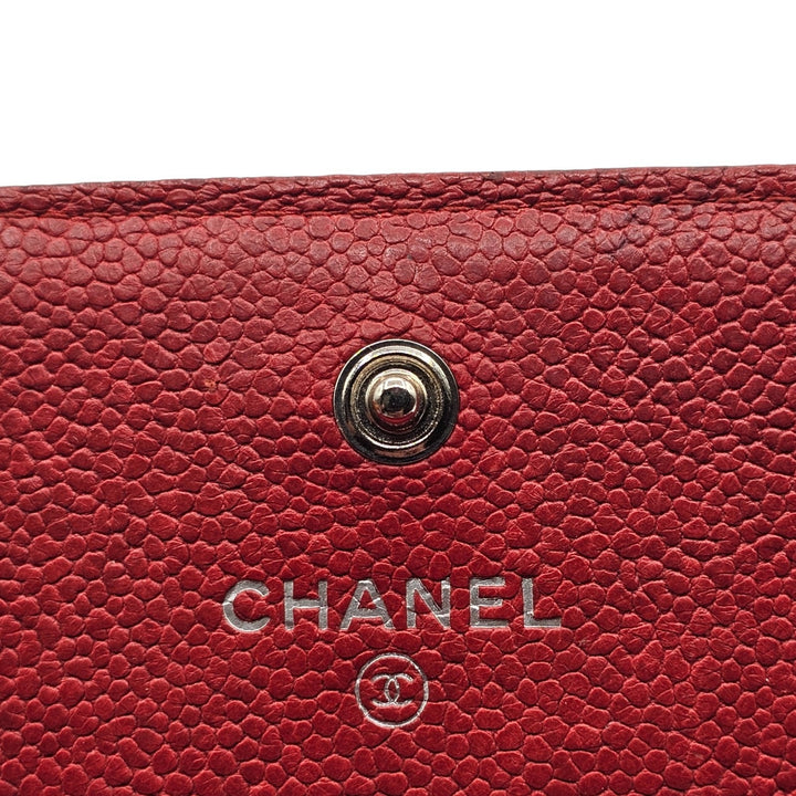 Chanel Boy Wallet Caviar Leather Red with Antique Silver HW 22 series with box