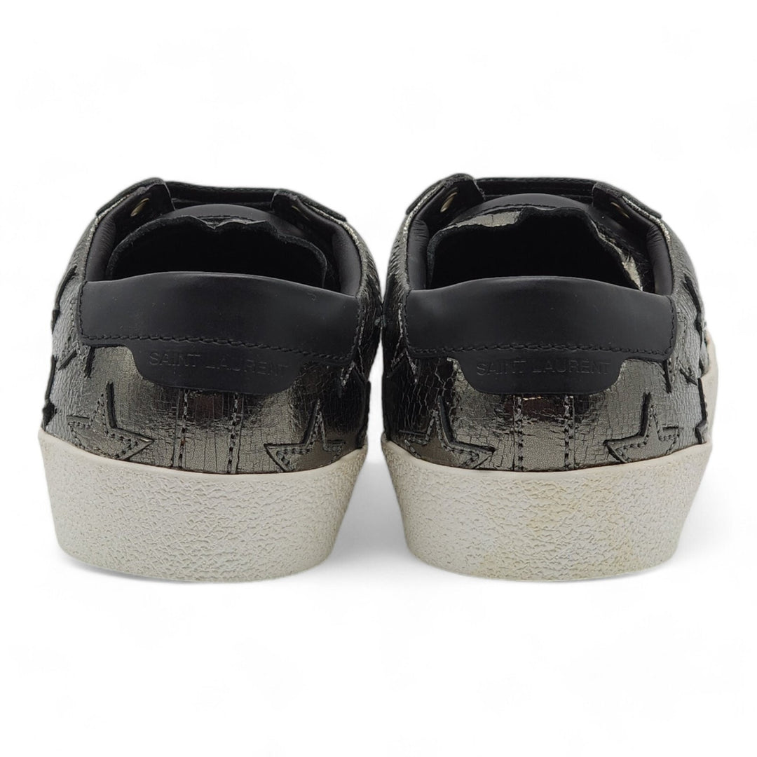 Saint Laurent Court Stars Leather Sneakers Silver EU 36.5 US 6.5