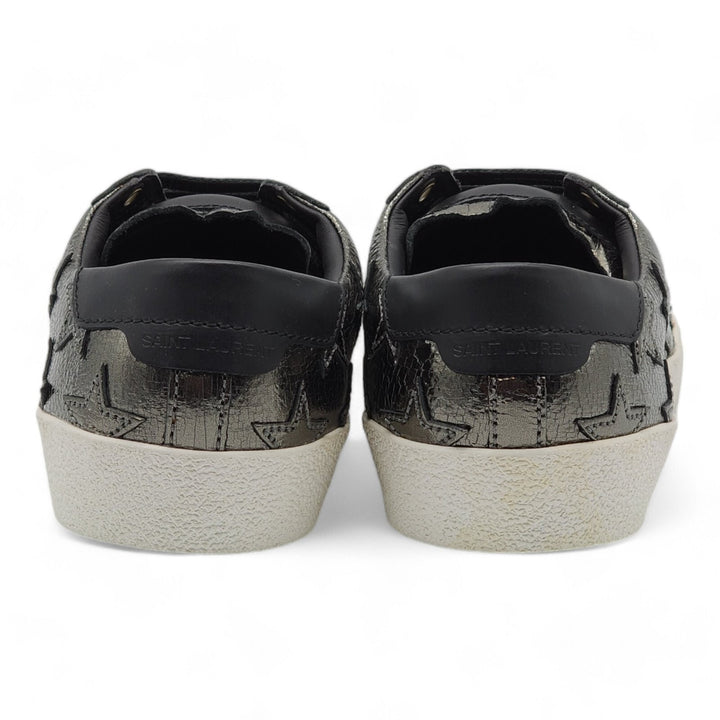 Saint Laurent Court Stars Leather Sneakers Silver EU 36.5 US 6.5
