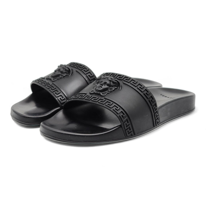 Versace Medusa Men's Black Pool Slides Sandals - Preowned Size EU 44 US 11