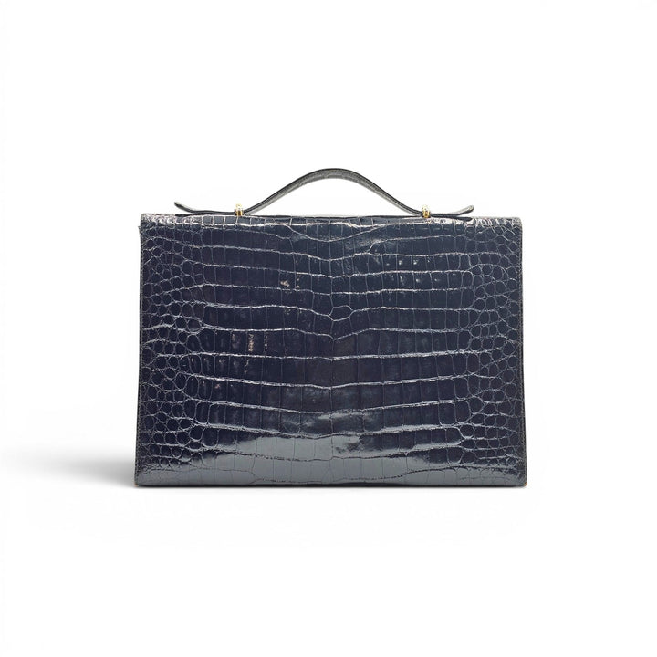 Bally International Black Crocodile Skin Briefcase Bag Vintage Made in Italy