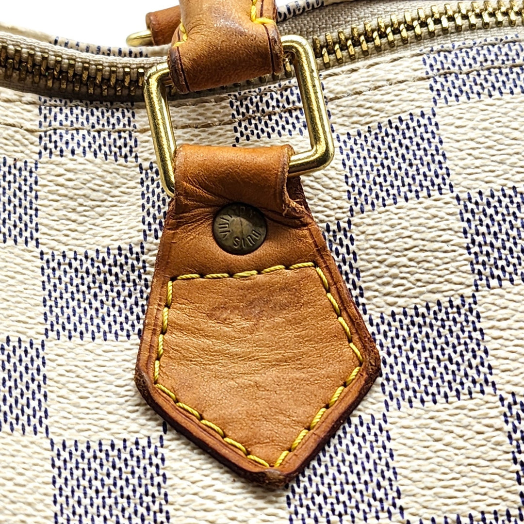 Louis Vuitton Speedy 30 Damier Azur Boston Handbag Purse with lock and key