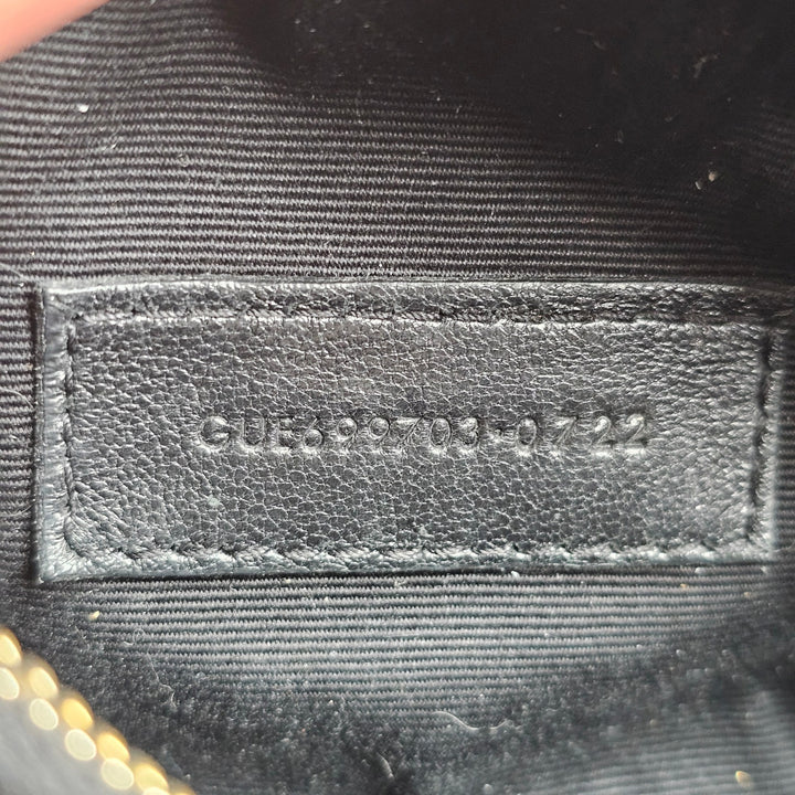 Saint Laurent Mini Sade Quilted Lambskin Leather Tube Bag YSL Monogram Black