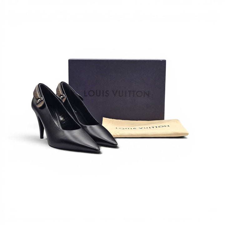 Louis Vuitton Legacy Pumps Black Calf Leather Monogram Strap EU 36 US 6 - NWB