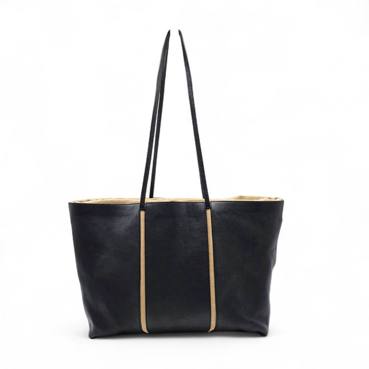 Maison Margiela Four Stitches Leather Large Tote Bag in Black