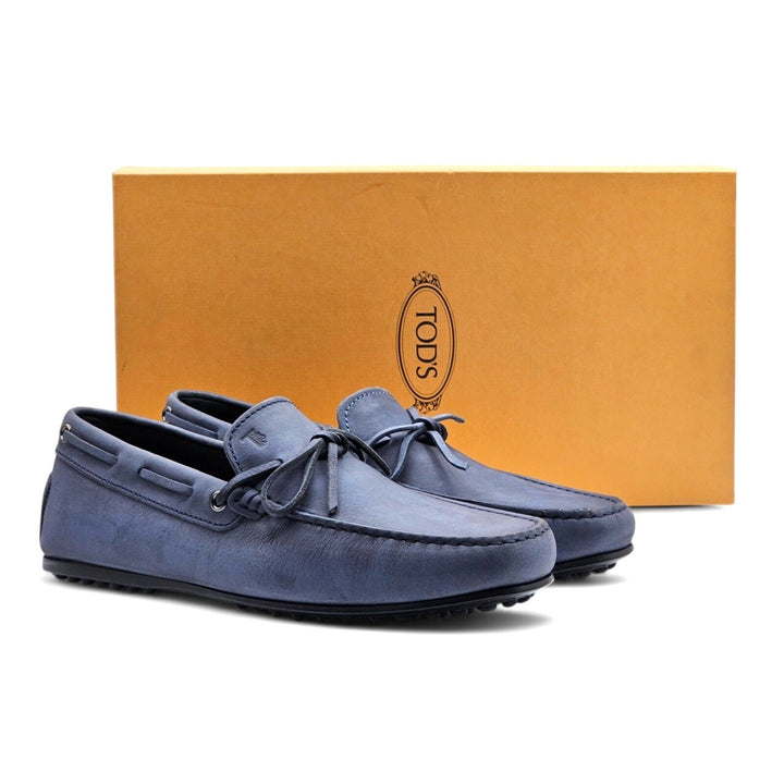 Tod's Driving Shoes City Gommino Leather Loafers Gray US 8 UK 7