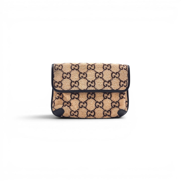 Gucci Belt Bag Fanny Pack Shoulder Bag GG Supreme Wool with Leather Ebony Brown