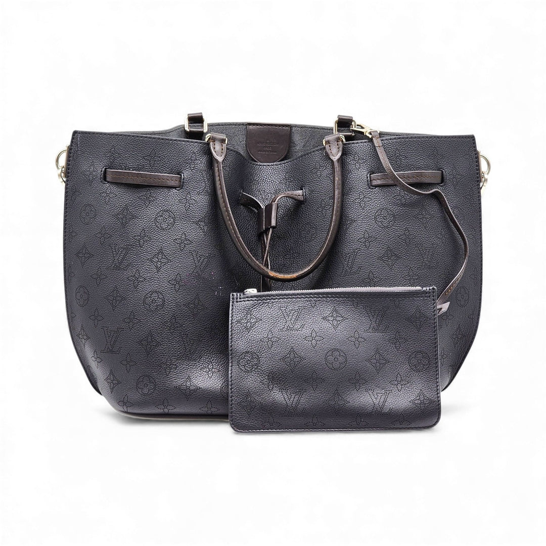 Louis Vuitton Girolata Mahina Leather Shoulder Bag Black with Pouch - Preowned