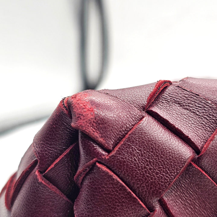 Bottega Veneta Small Andiamo Shoulder Bag Intrecciato Leather Burgundy