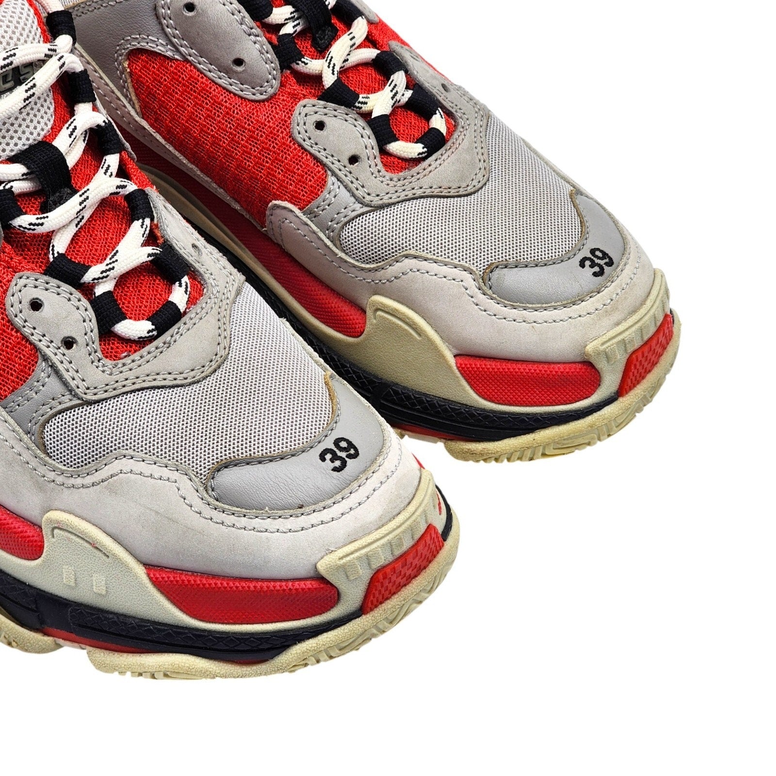 Balenciaga Triple S Red White Black Unisex Sneakers 536737 EU 39