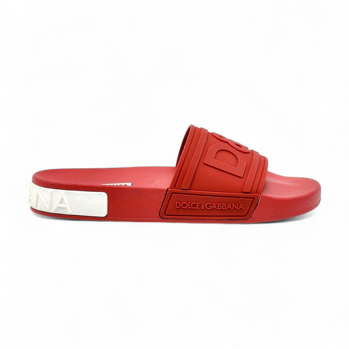 Dolce&Gabbana Saint Barth Rubber Pool Slides in Red EU 39 US 9