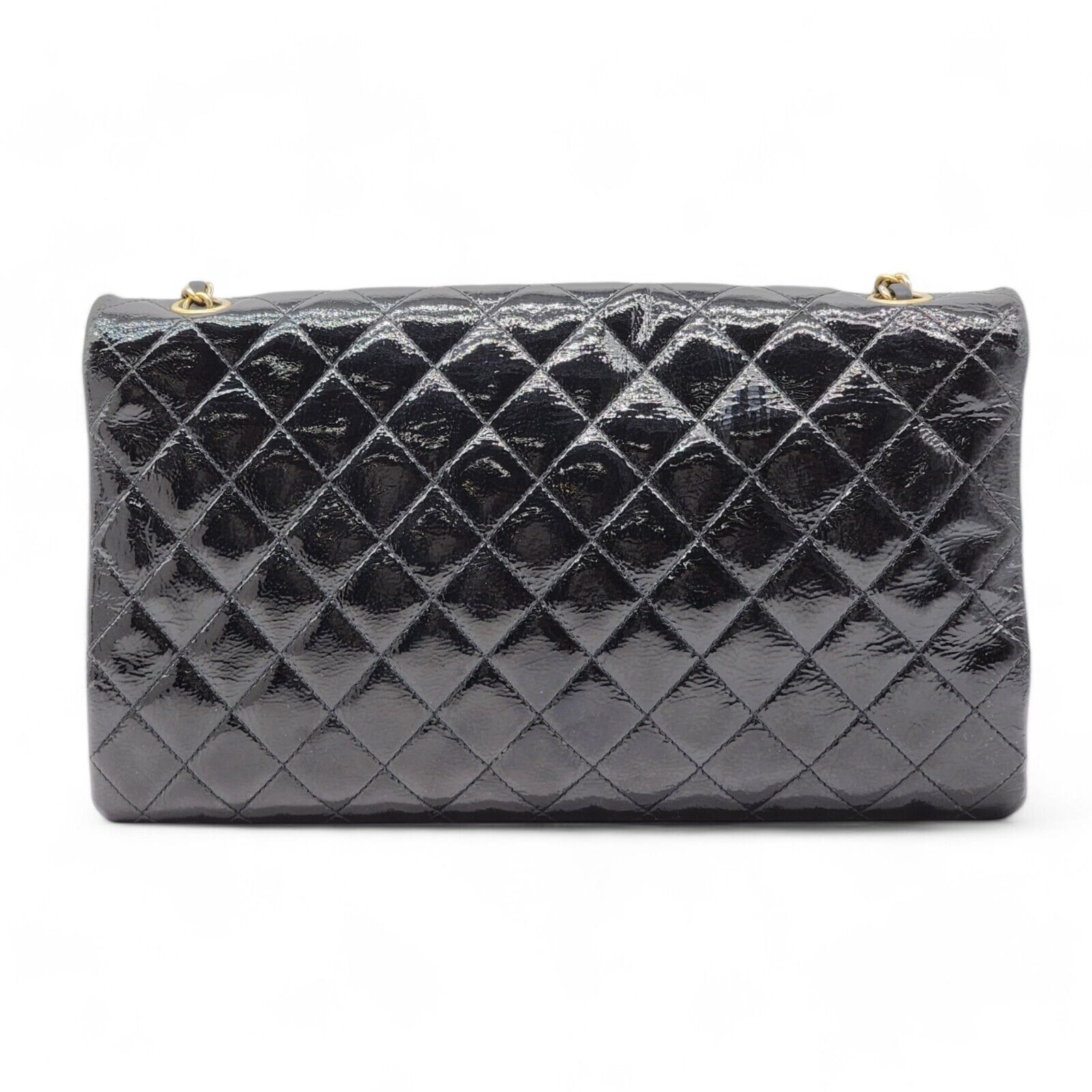 Chanel Pagoda Accordion Flap Bag - Quilted Patent Leather - Black