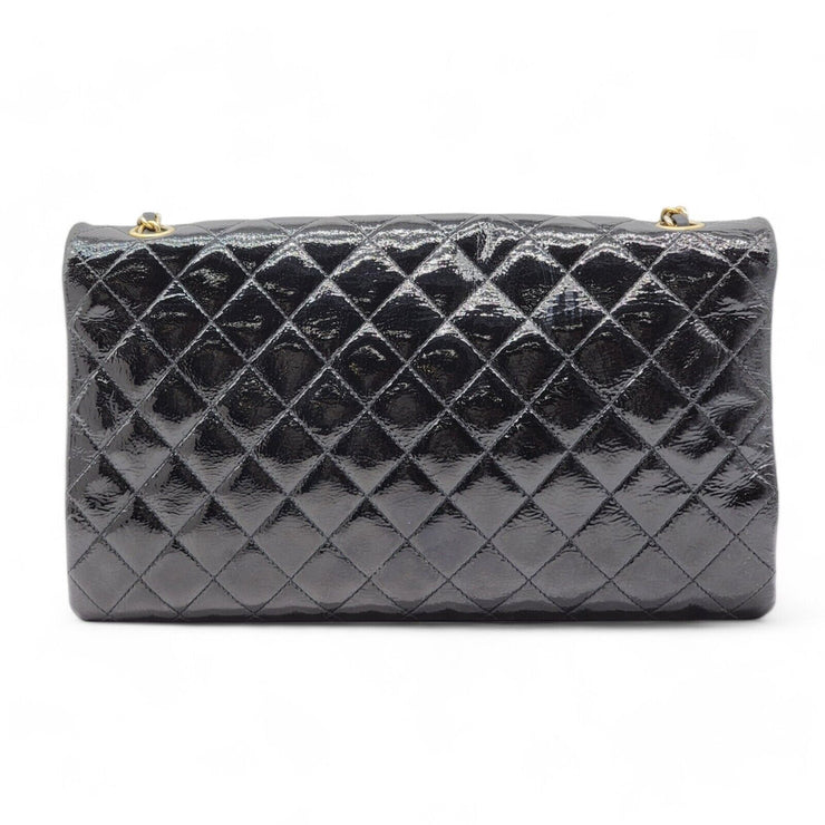 Chanel Pagoda Accordion Flap Bag - Quilted Patent Leather - Black