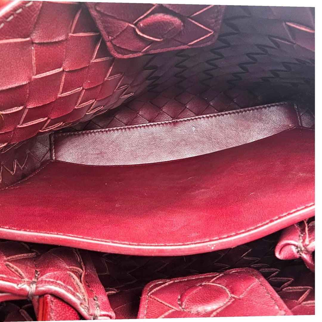 Bottega Veneta Small Andiamo Shoulder Bag Intrecciato Leather Burgundy