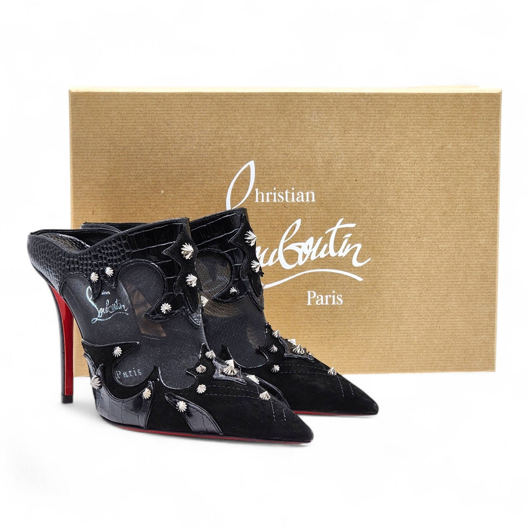 Christian Louboutin Mulatiag Mesh Leather Mules Black EU 37 US 6.5