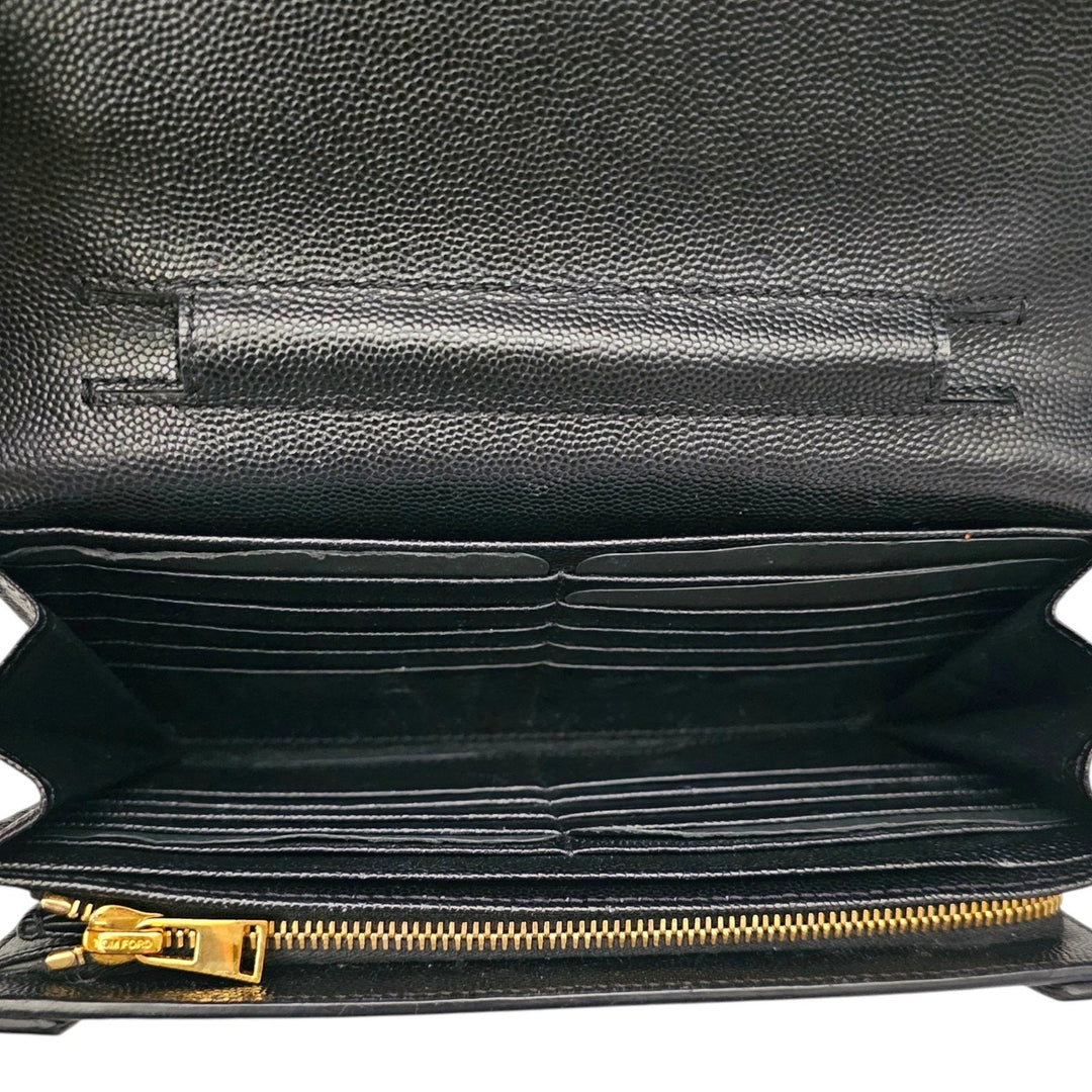 Tom Ford Aube Black Leather Crossbody Clutch Wallet Bag Black - $1800