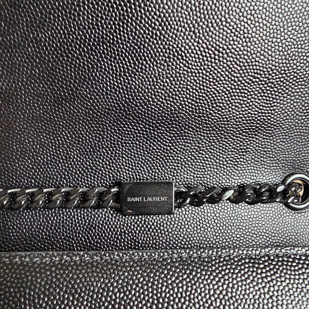 Saint Laurent Small Kate Grain de Poudre Pebbled Leather Shoulder Bag Black