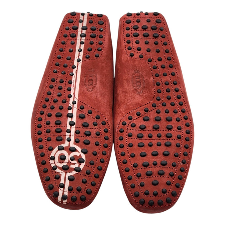 Tod’s for Ferrari Leather Gommino Driving Loafers Red UK 11.5 US 12.5