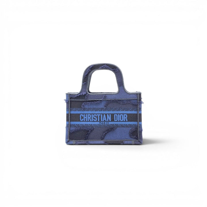 Dior Mini Book Tote Bag Frayed Camouflage Blue Denim Canvas Rare Collector's