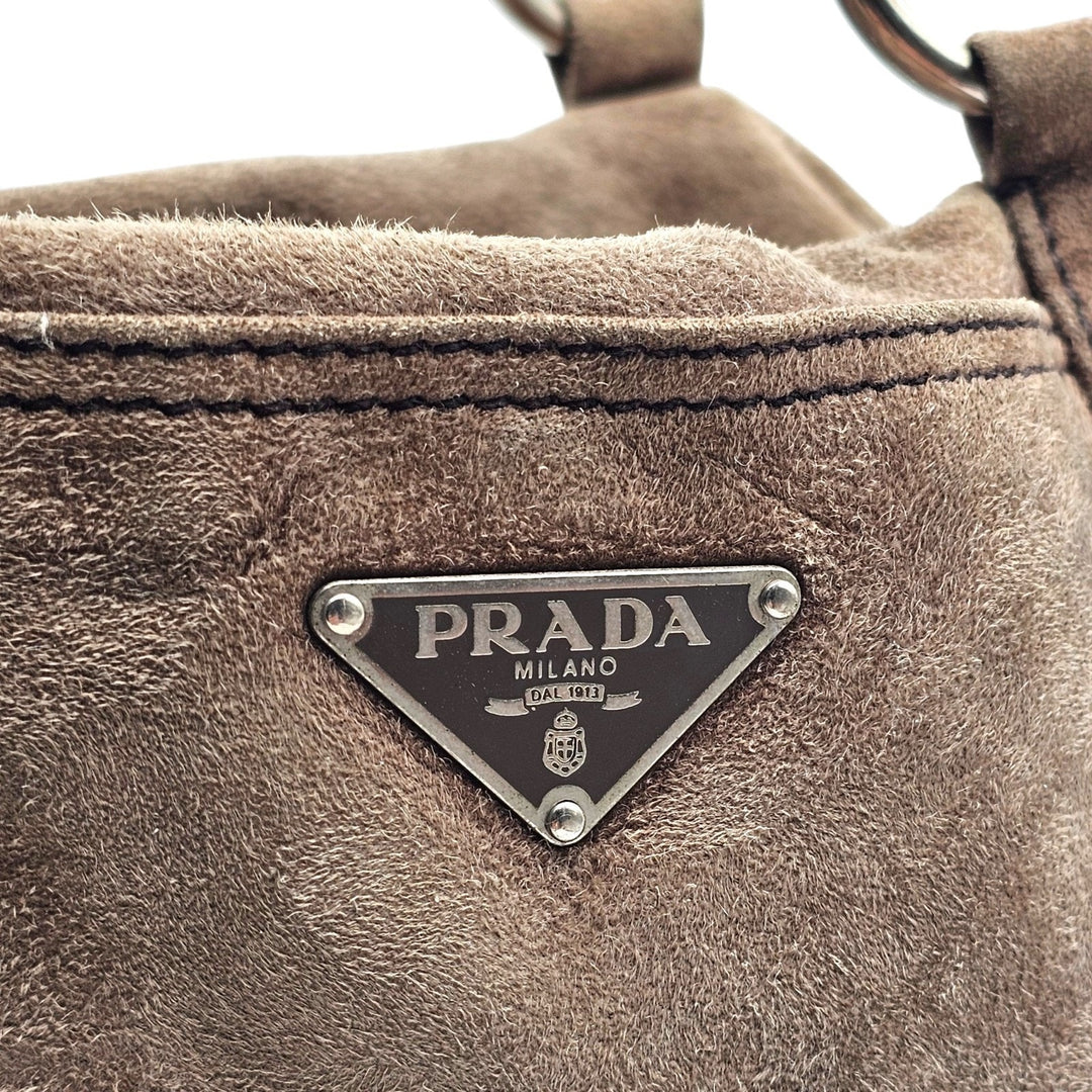 Prada Vintage Scamosciato Suede Shoulder Bag BR2630 in Tan Brown
