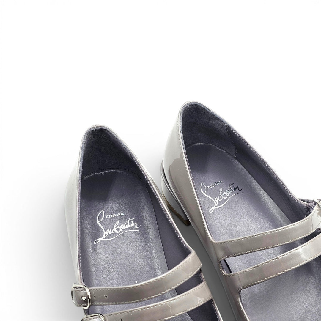 Christian Louboutin Sweet Jane Patent Leather Flats Gray EU 38.5 US 8.5 NWB