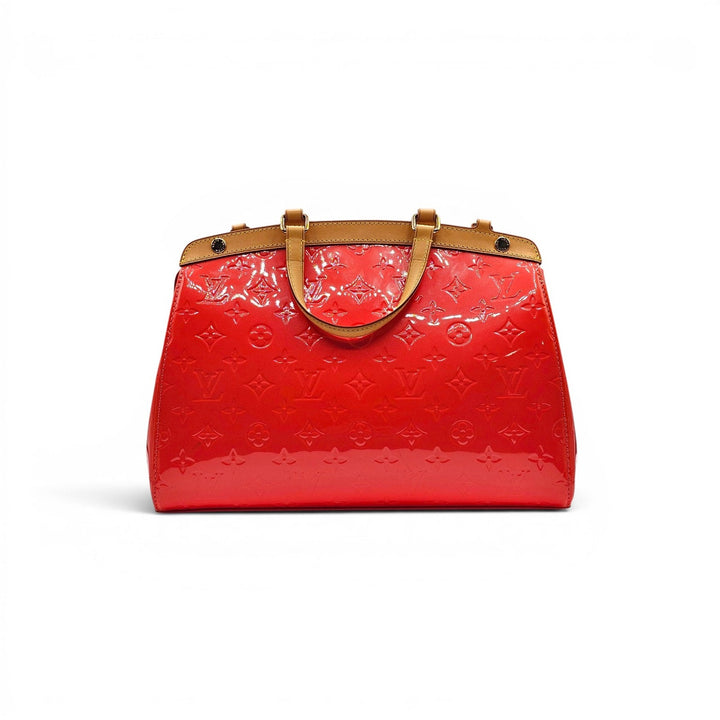 Louis Vuitton 2014 Monogram Vernis Brea MM Coral Red Satchel Shoulder Bag