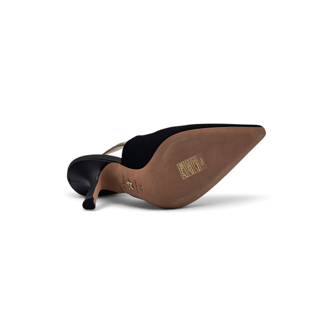 Christian Dior J'Adior Slingback Pumps in Black Technical Fabric EU 37.5 US 7.5