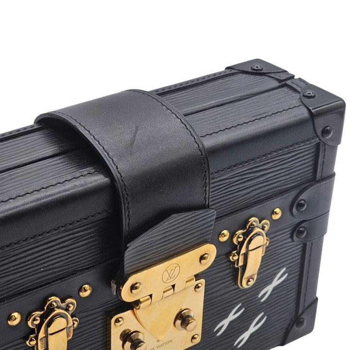 Louis Vuitton Epi Petite Malle Trunk Clutch Shoulder Bag Black